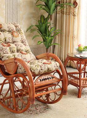 物真藤植摇椅藤椅阳台休闲成椅用人躺家RBY椅室内午睡椅老人逍遥