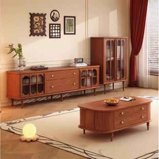 复古法式木电视柜式茶美WSI组合收纳客厅储实物柜几小户型家具网