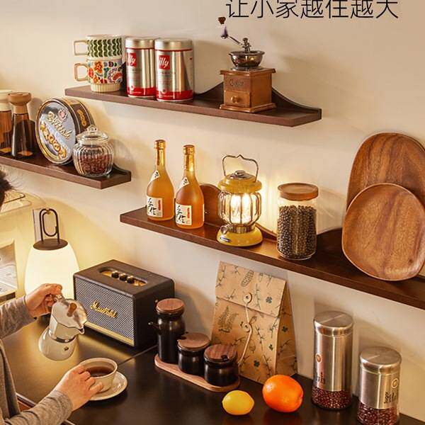 家逸墙上置物架免打孔艺术隔板电视墙面床头装饰搁板层板客厅壁挂