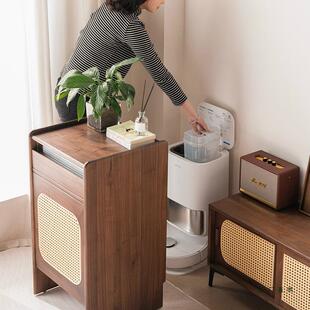 实木机器人扫地机移柜子PPH客厅无板收纳柜带轮可动基置站物底柜
