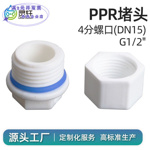 4分家用PPR外丝内丝堵头内外牙丝