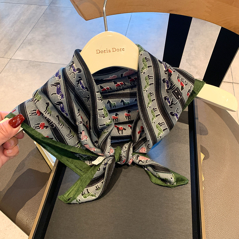 时尚小马棉麻发带丝巾小方巾