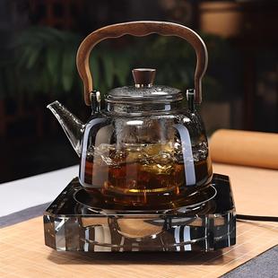 耐热玻璃茶壶木把提梁壶蒸煮一体轻奢高档电陶炉煮茶器围炉煮茶