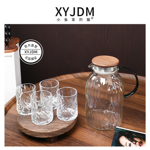 冷水壶玻璃耐高温凉水壶家用大容量果汁扎壶中式客厅水杯套装水壶