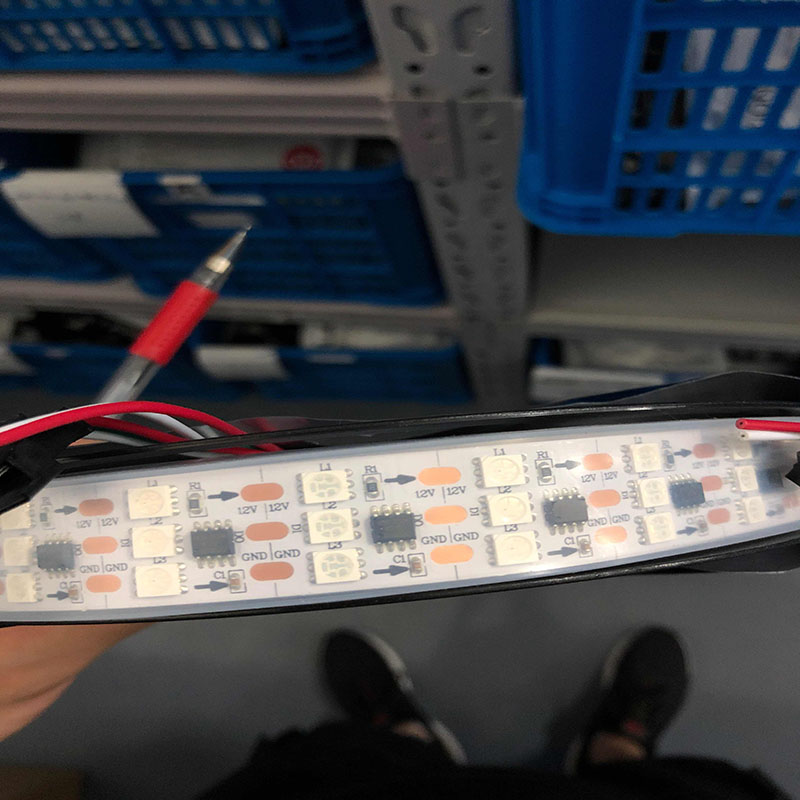 LED全彩灯带12V三排144灯外x置IC5050RGB贴片外控高亮流光炫彩灯