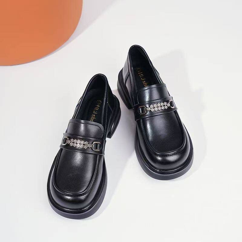 2025春款超软乐福鞋jk日系亮面亮钻流行时尚洋气软底舒适气质百搭