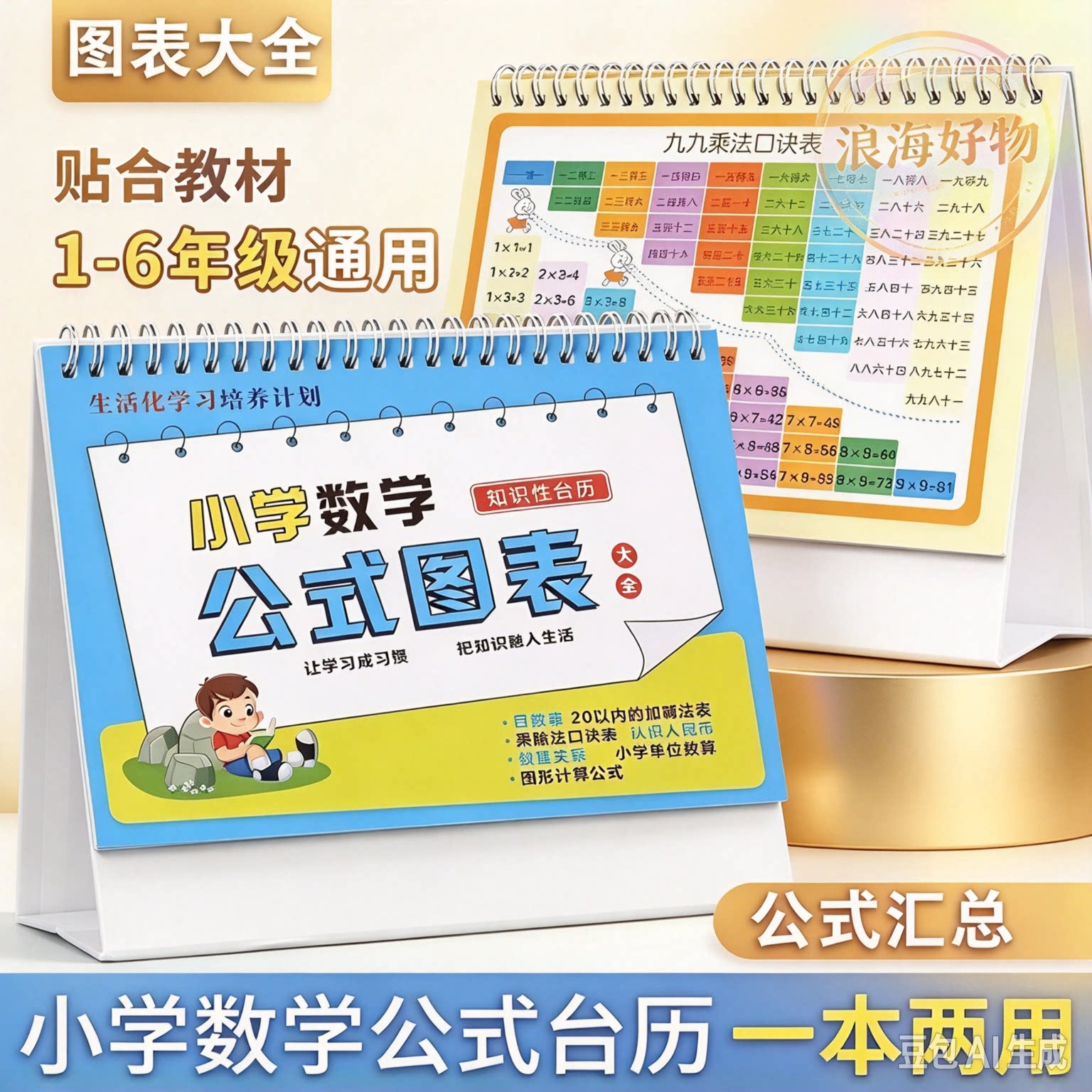 小学数学公式图表大全卡片小学生思维训练极简速算法台历学习本RR