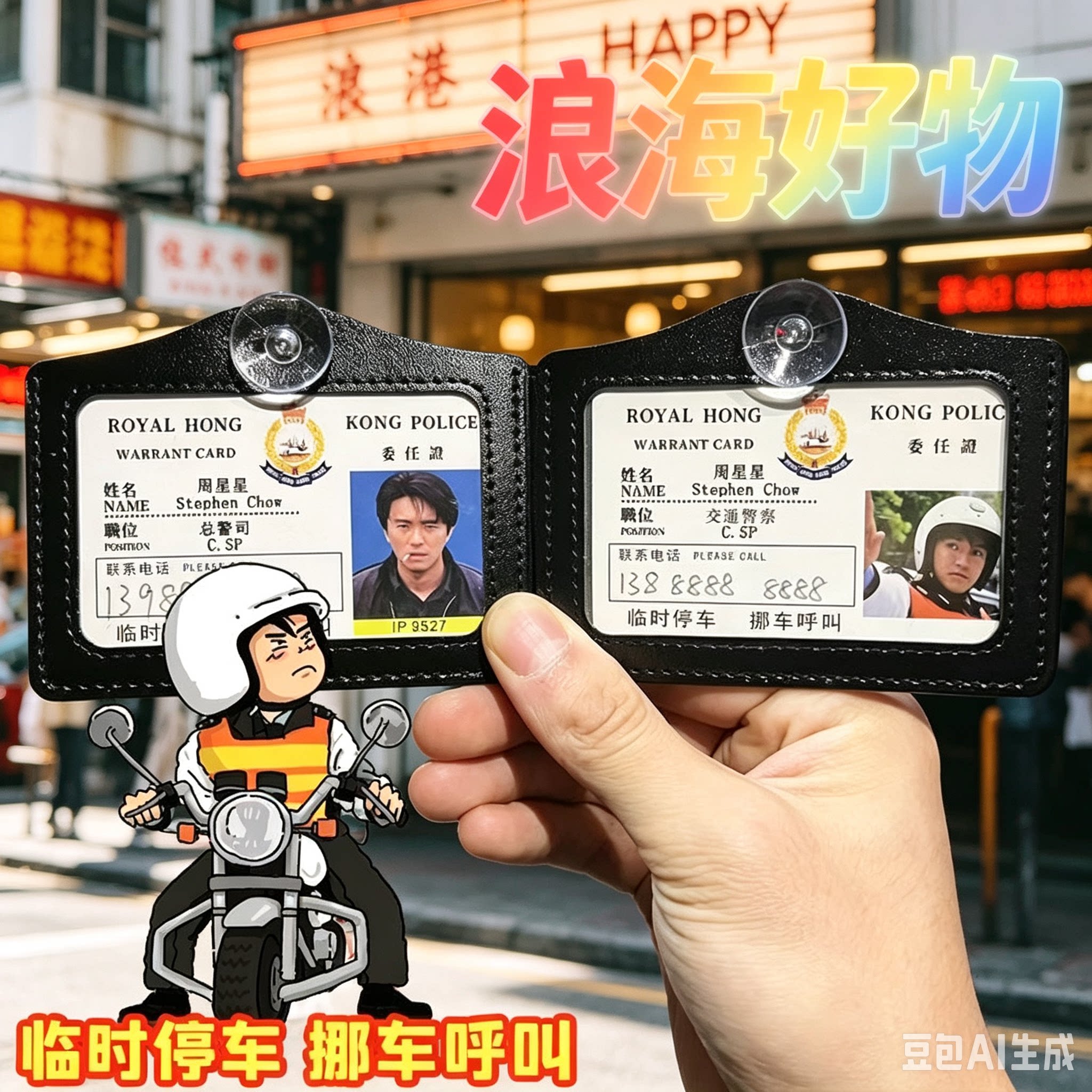 【买一送一】周星星9527挪车电话号码牌逃学威龙无间道工作证HQ