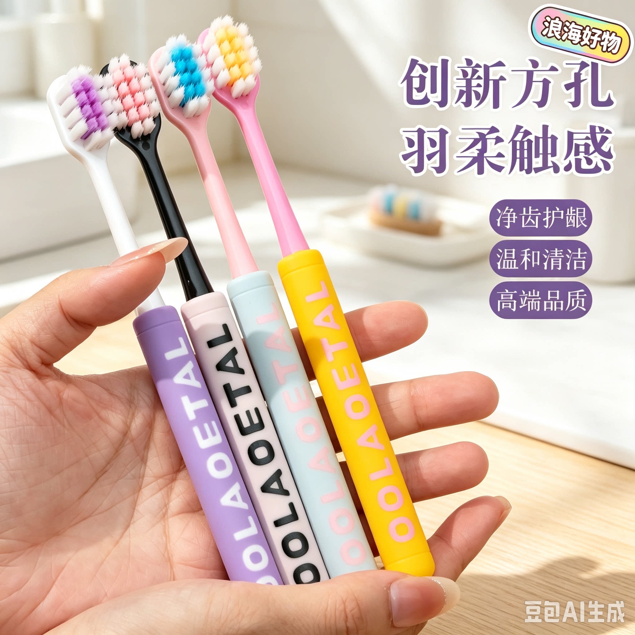 【到手12支】马卡龙元气糖果牙刷软毛护龈洁齿舌苔刷牙高档便携HQ