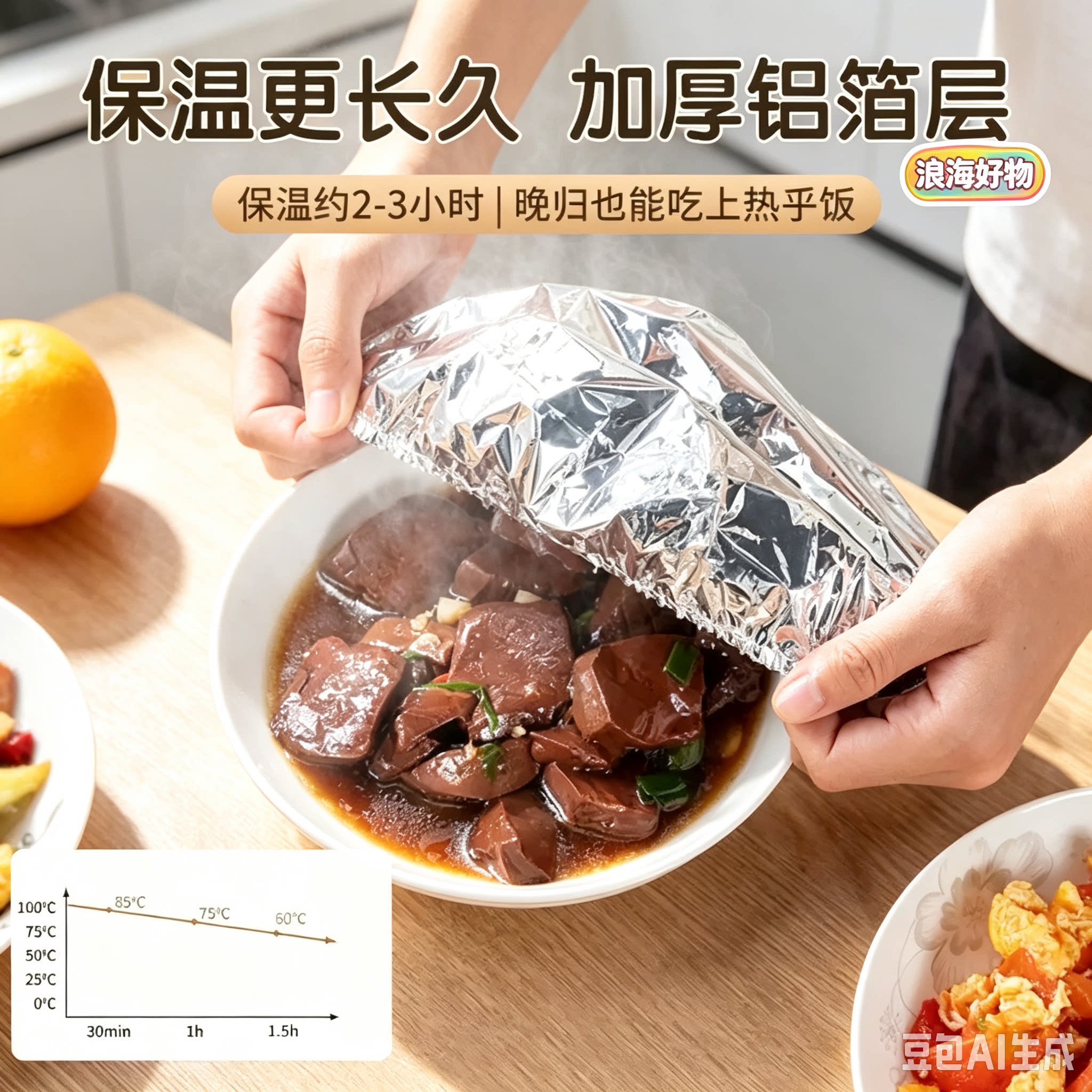 【食品级材质】饭菜保温套铝箔膜套保温罩厨房餐桌保鲜隔热保温RR