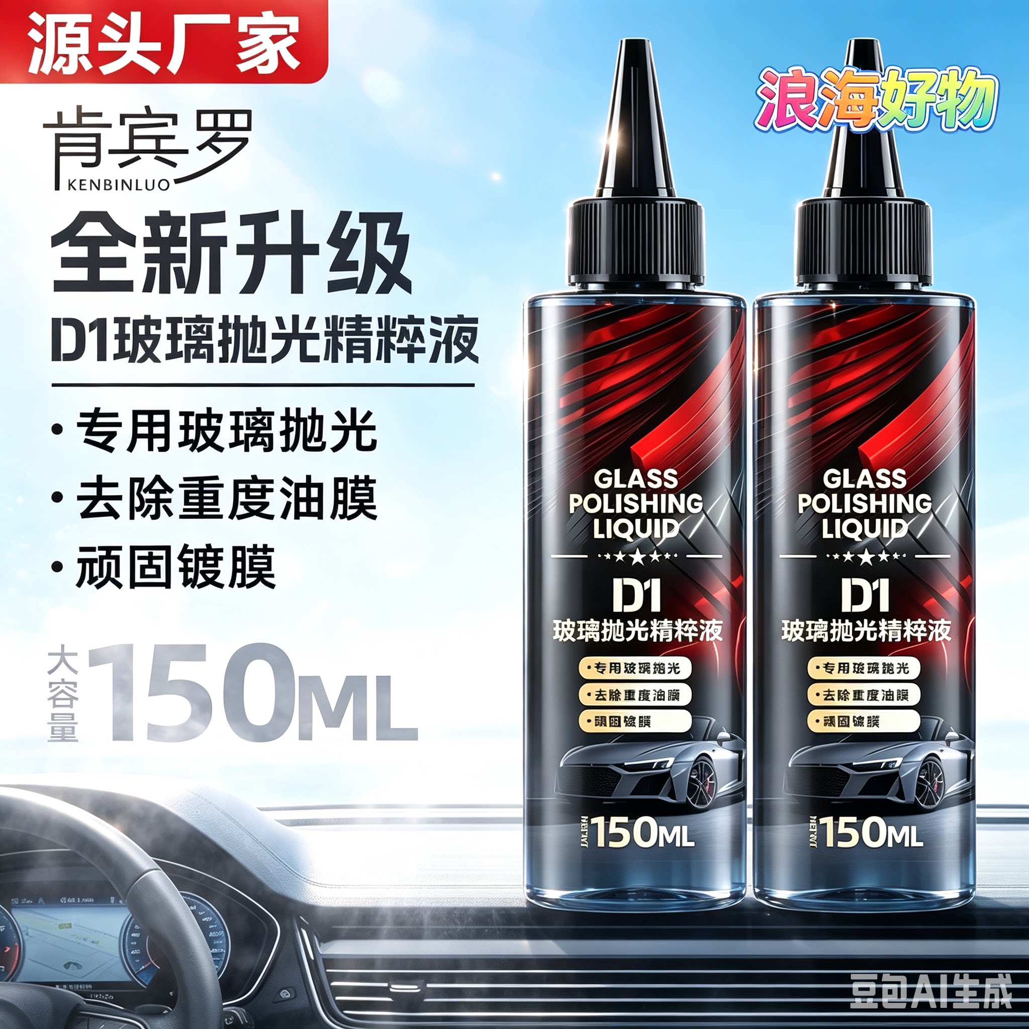 汽车玻璃抛光液升级氧化铈去油膜镀膜水渍轻微划痕抛光液HQ