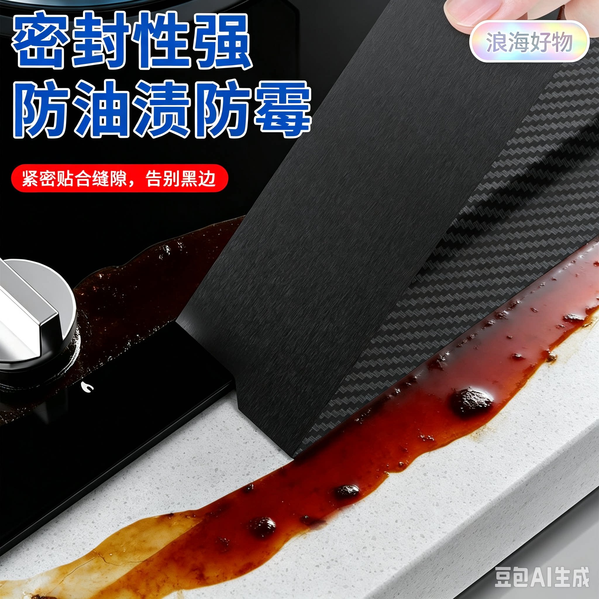 厨房防污纤维胶灶台防霉防水贴纸美缝贴汽车天窗密封耐高温HQ
