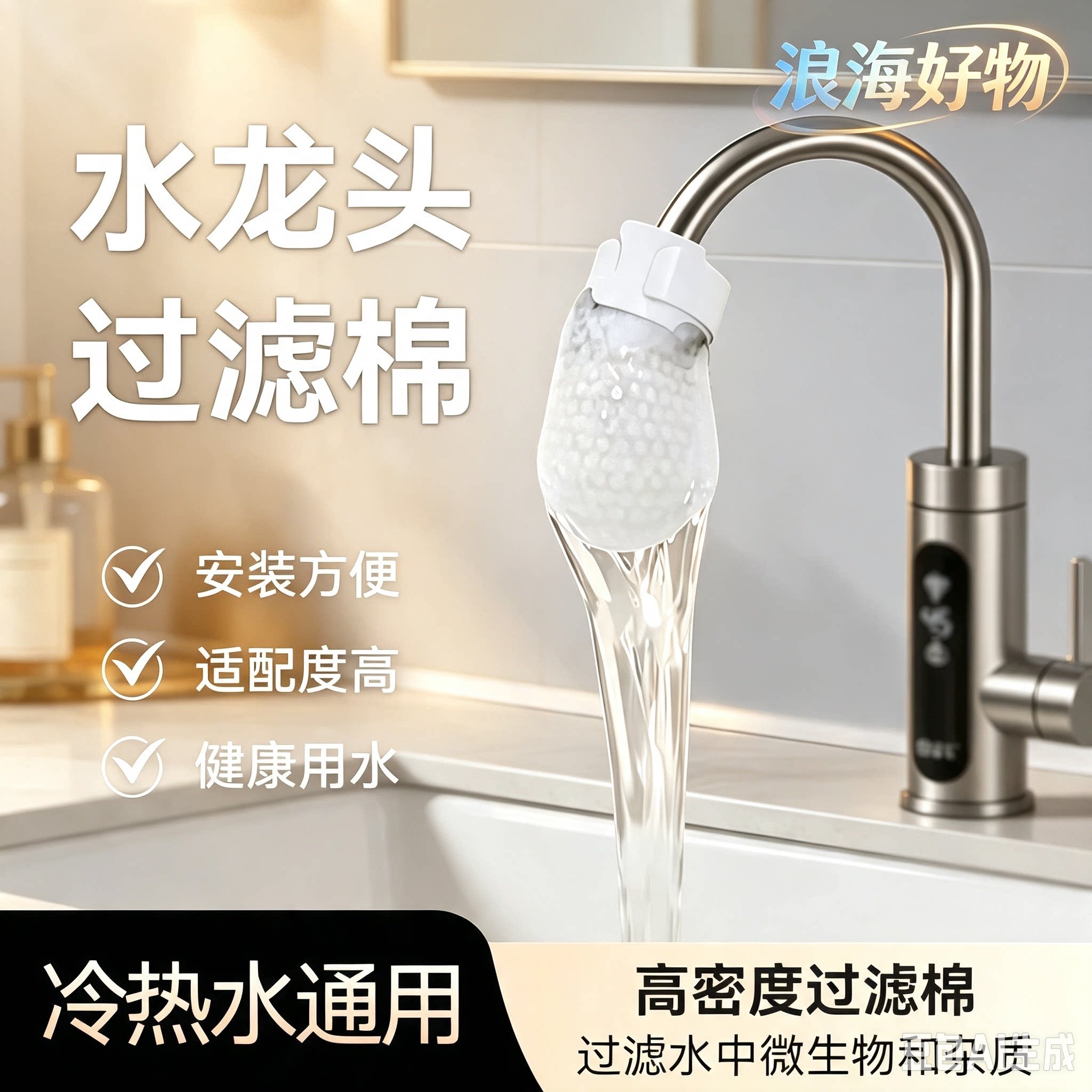 水龙头过滤袋自来水过滤棉通用厨房宿舍泥沙铁锈水垢滤水器HQ