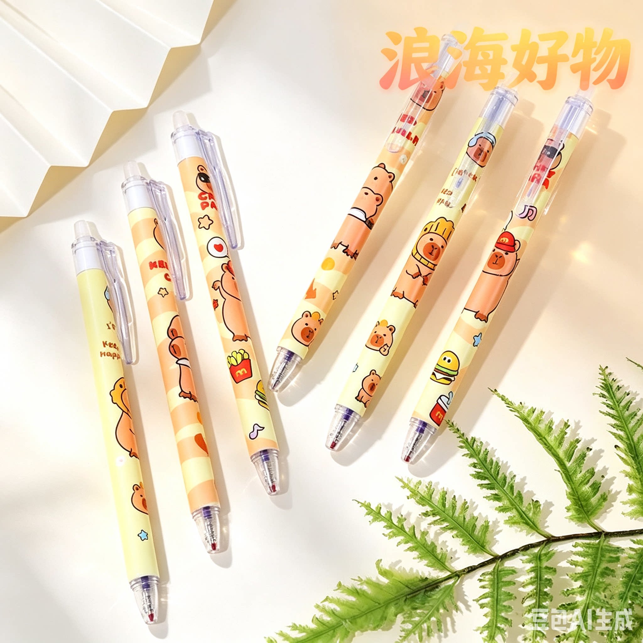 可爱卡皮巴拉可擦中性笔0.5mm速干按动笔卡通刷题笔高颜值RR