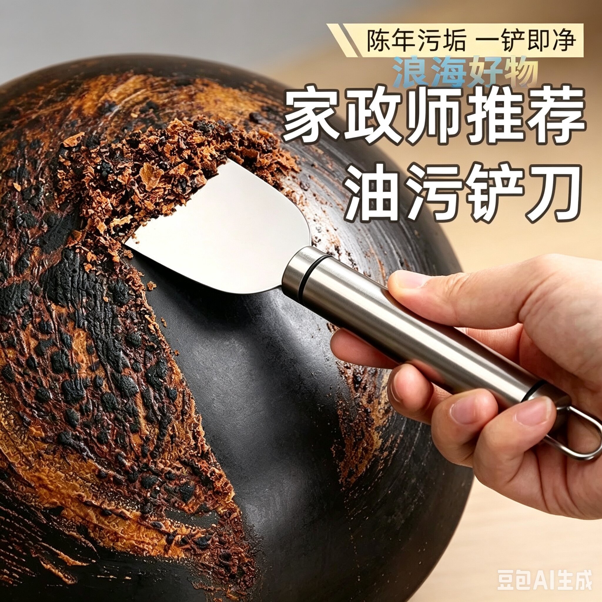 不锈钢锅底铲刀去油黑垢焦油铲刀冰箱除霜冰铲子厨房除垢铲刀RR