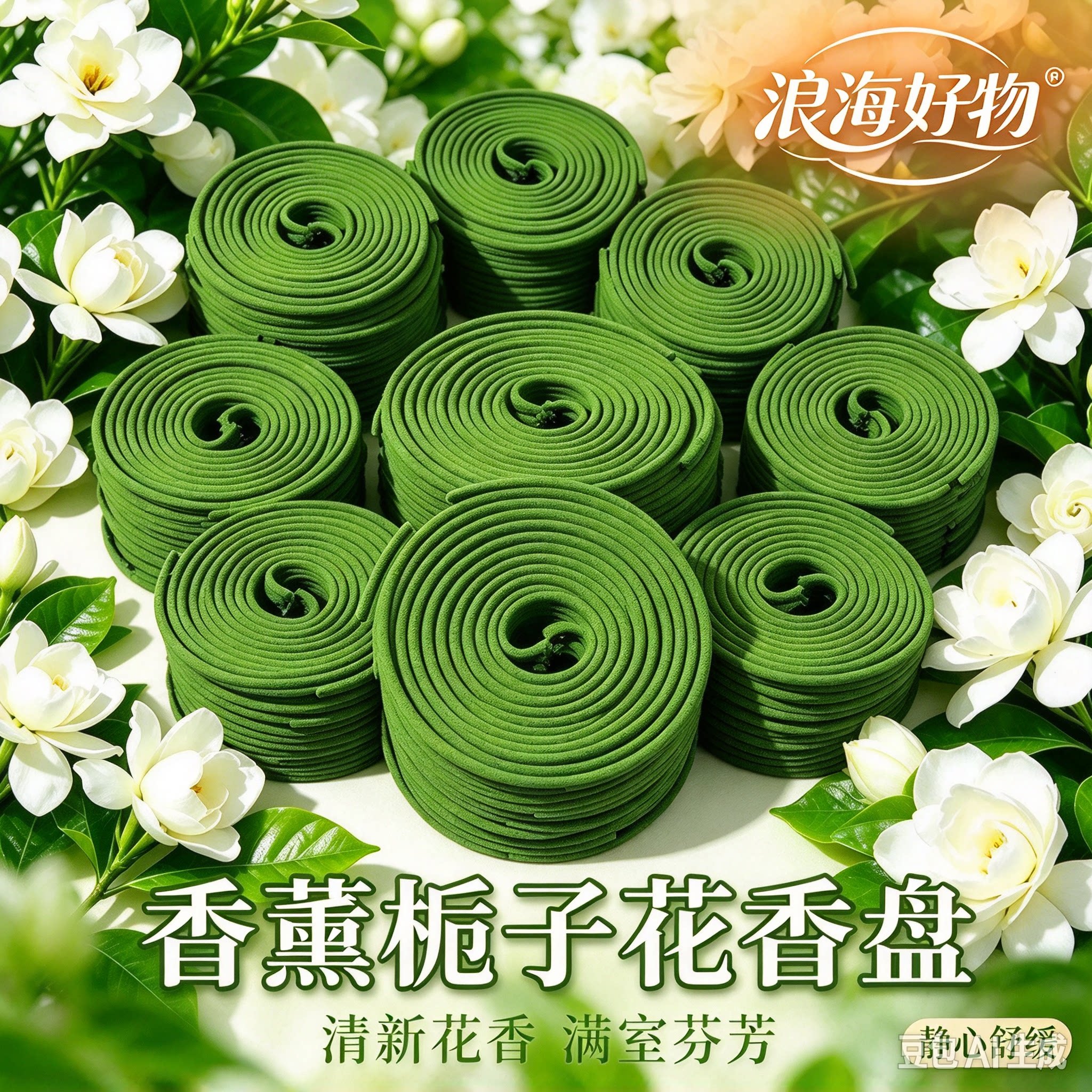100盘【送陶瓷香炉】栀子花香薰檀香家用盘香室内持久留香RR4