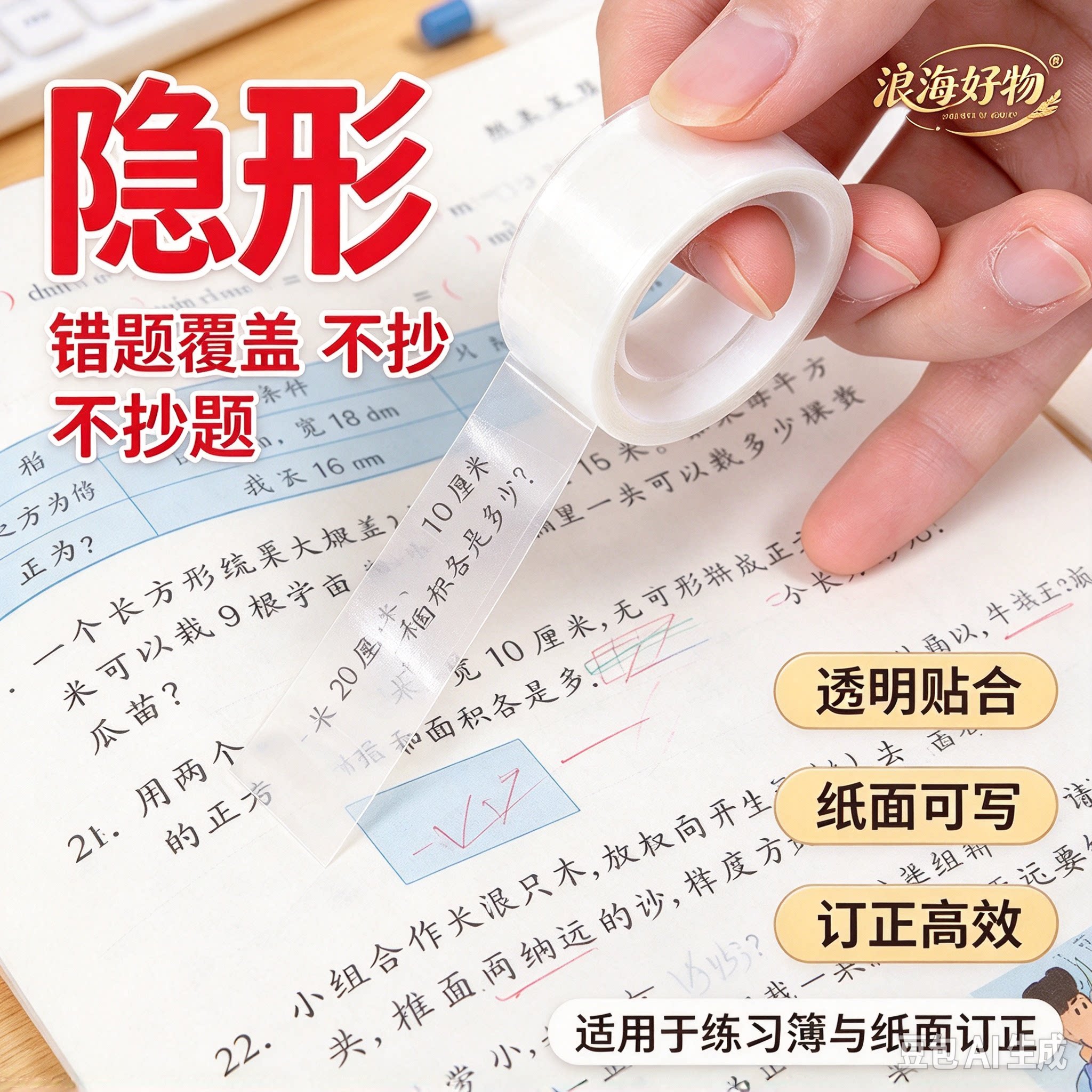 无痕修补粘贴照片海报办公上学多用胶带可书写无痕学生党推荐HQ