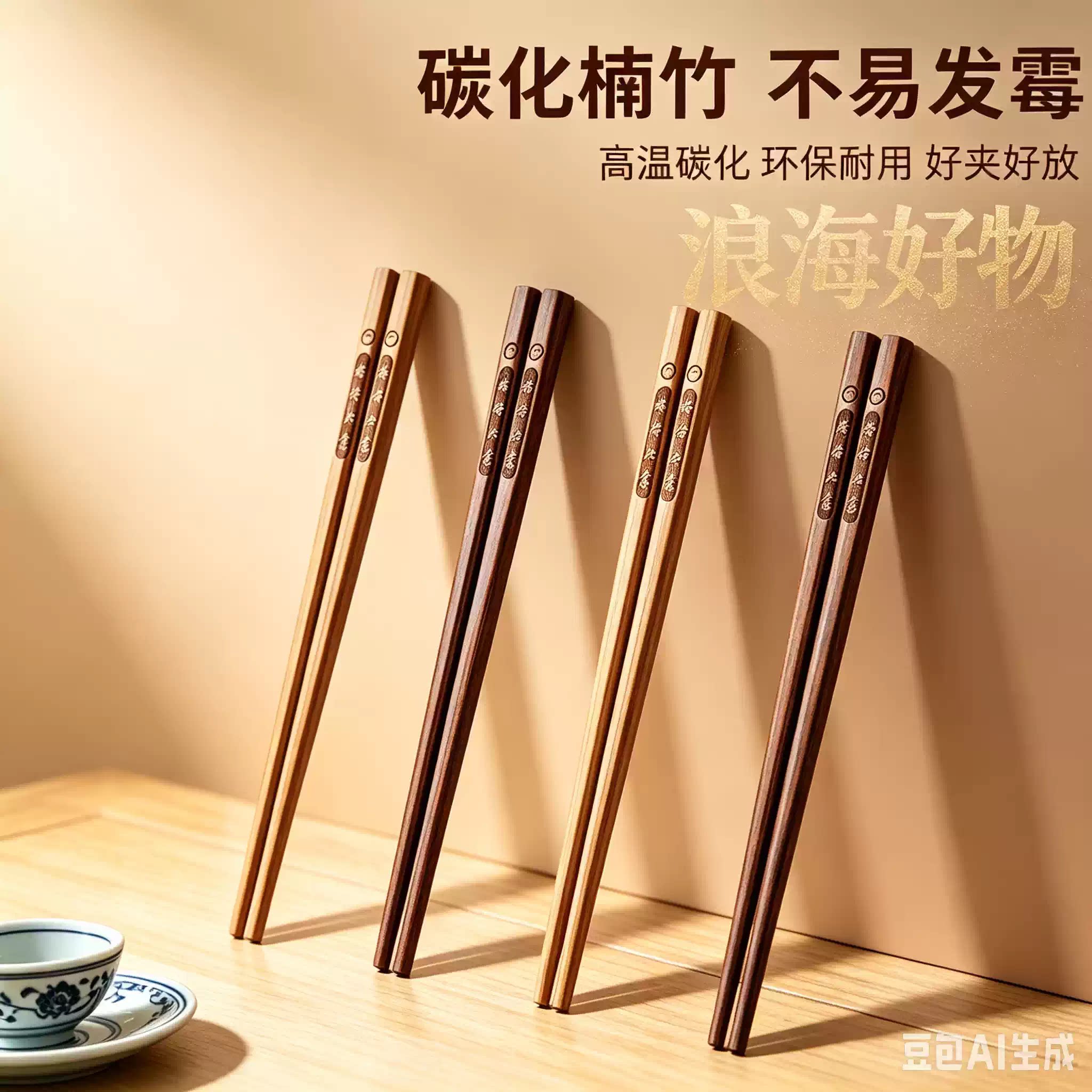 楠竹筷子深度高温碳化高档家用天然楠竹筷防霉无漆无蜡易洗中式HQ