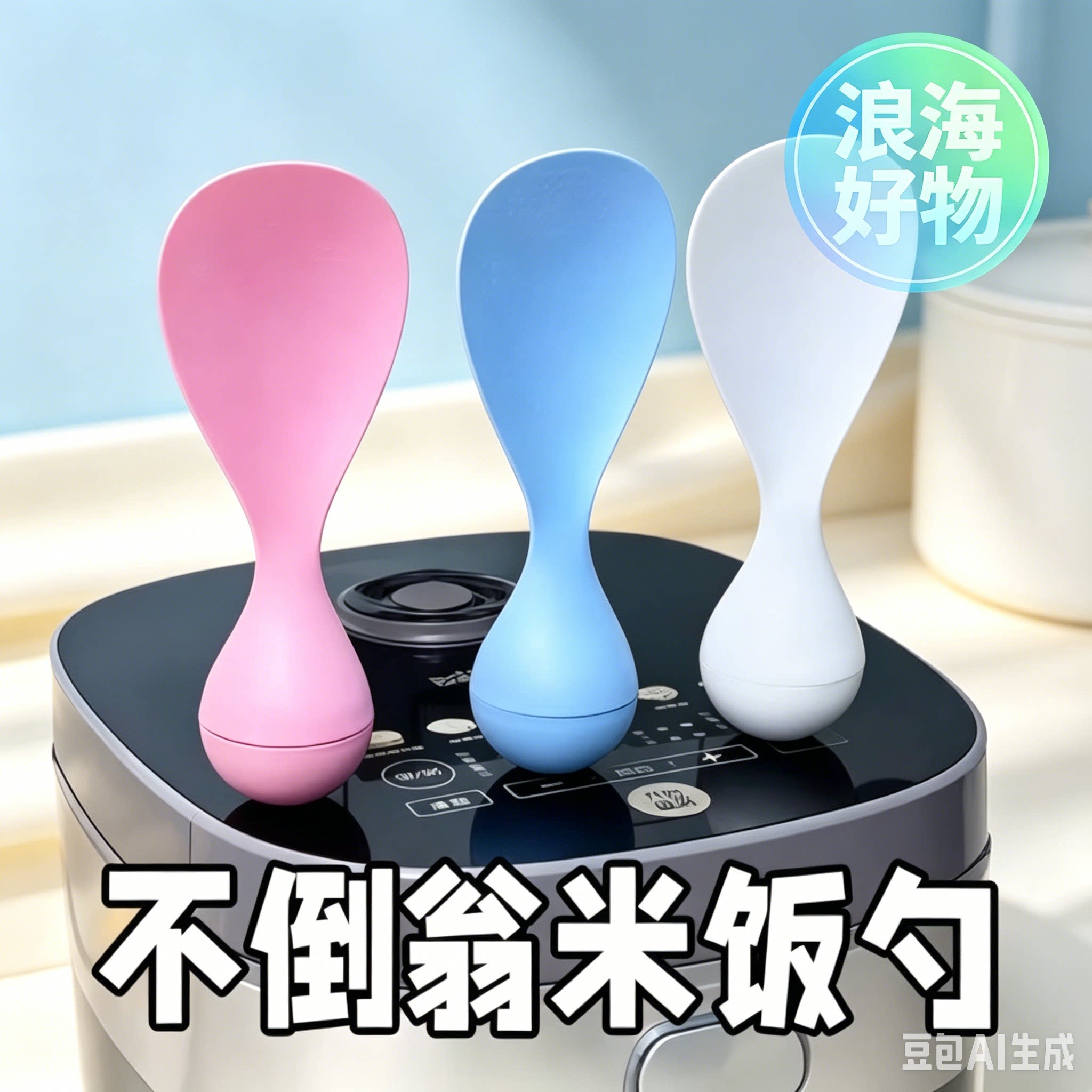 【下单立减50】新款不倒翁防粘米饭勺家用易清洗不伤锅盛饭勺子RR