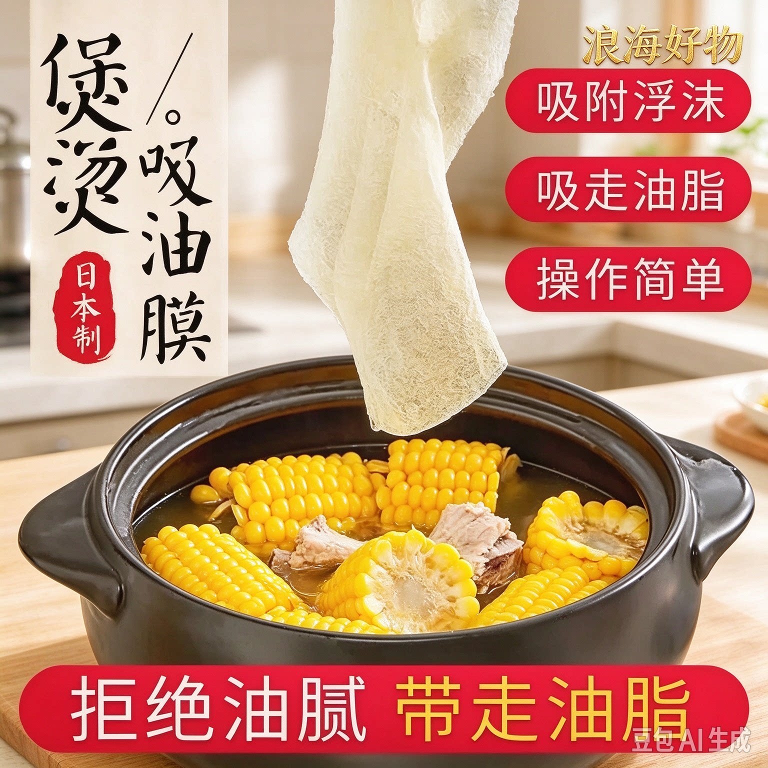 一次性吸油纸煲汤厨房滤油纸膜油炸吸油布外卖去油滤油吸油纸膜RR