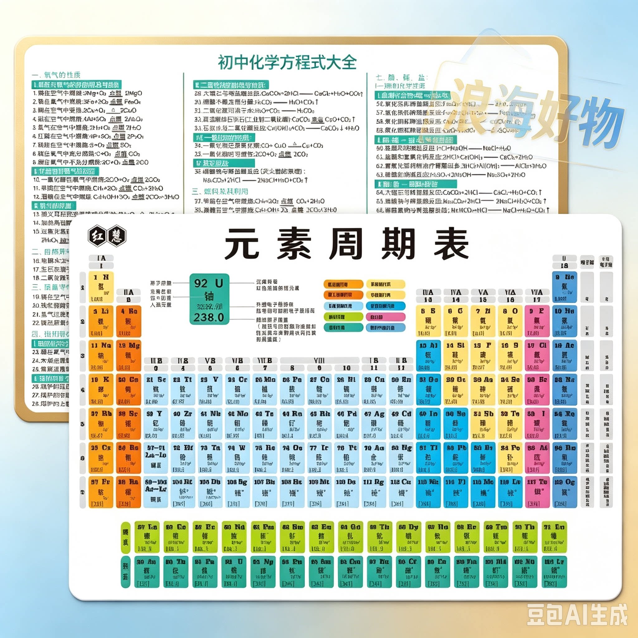 元素周期表七八九年级化学公式初中知识点卡片方程式速记RR