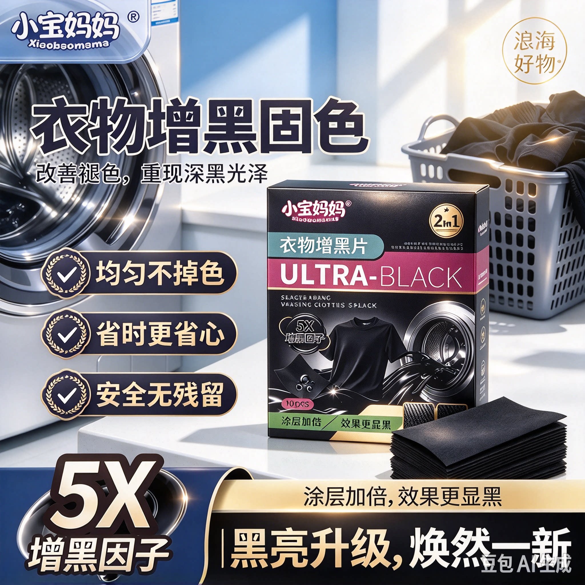 黑衣增黑洗衣片固色防褪锁色旧衣服染色还原剂牛仔裤T恤短袖HQ