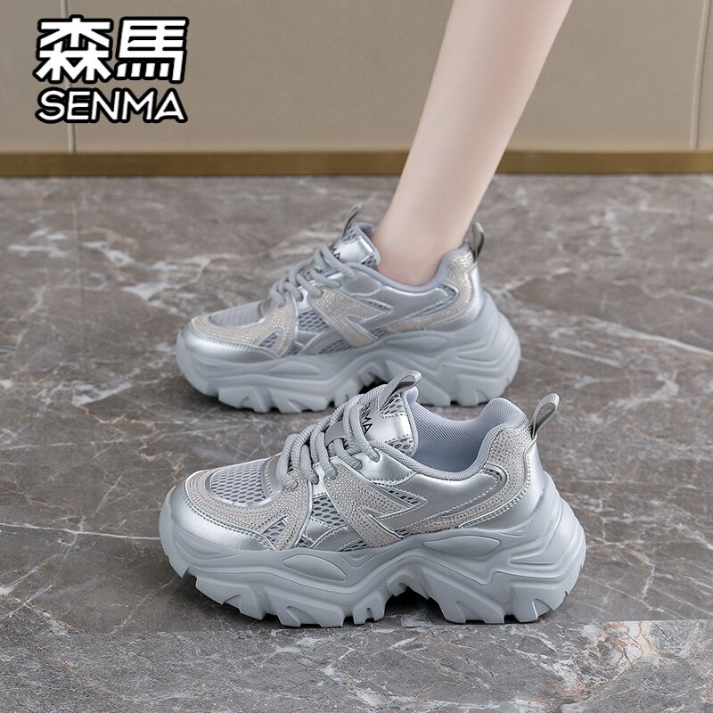 森马女鞋2026新款春季透气网面运动休闲百搭跑步厚底增高老爹潮鞋