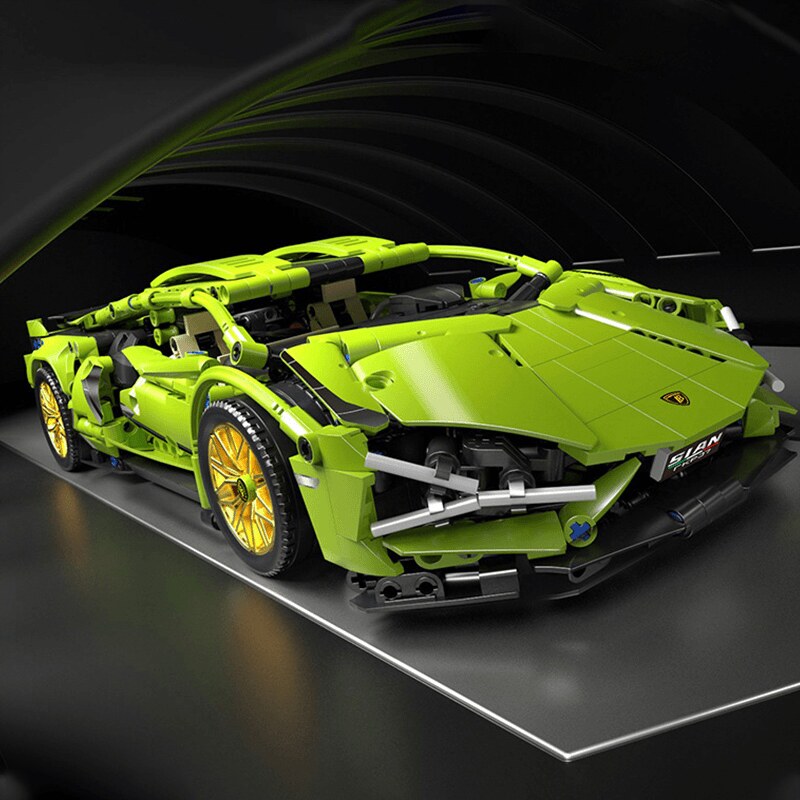 Lamborghini, individual konstruktor, poyga avtomobili, o'yinchoq, stend, masofadan boshqarish pulti