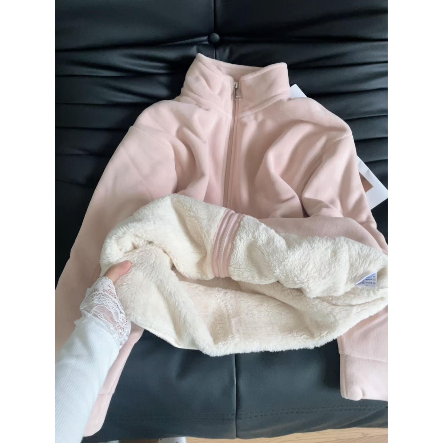 【运费险】粉色加绒卫衣外套秋冬