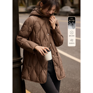 【优雅气质绗线收腰轻薄羽绒服】冬显瘦腰部抽绳羽绒服