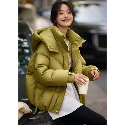 【泡芙感简约拉袢设计感羽绒服】冬休闲百搭羽绒服