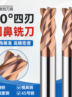 60度4刃圆鼻刀牛鼻刀硬质合金加长钨钢铣刀涂层立铣刀 R0.5R1R2R3
