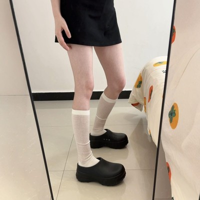 黑色厨师鞋半拖女夏外穿