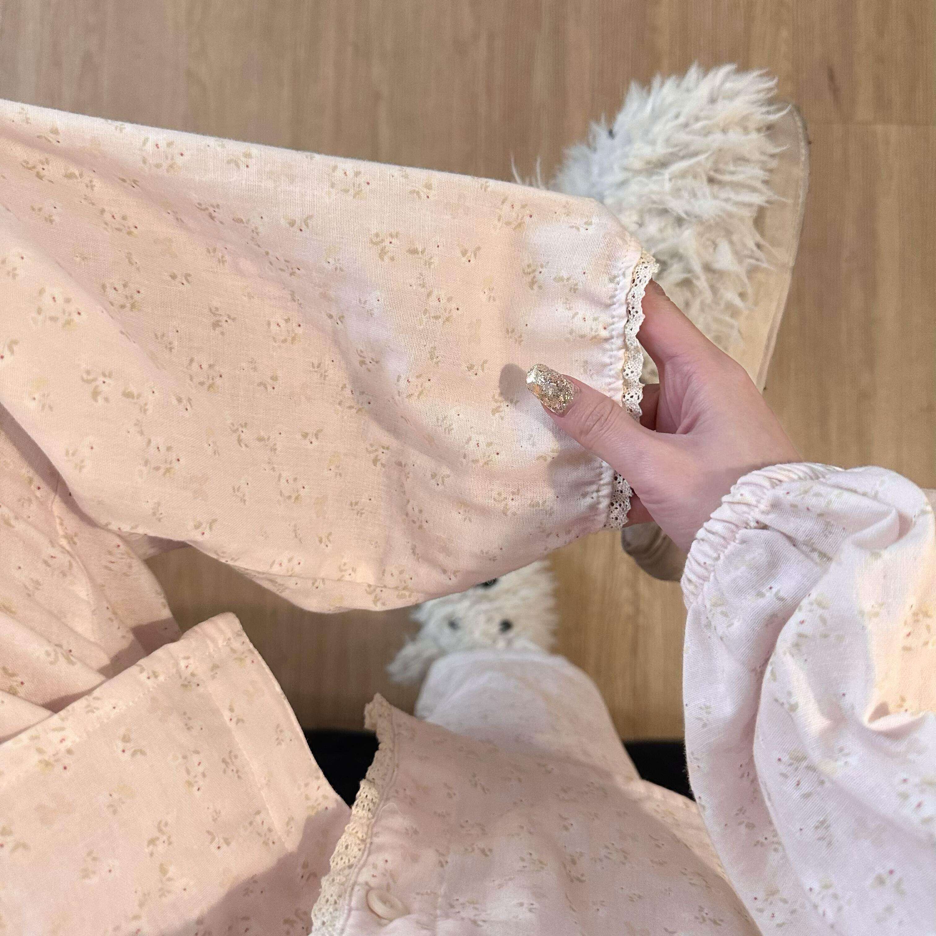 碎花睡衣女款全棉两件套亲肤柔软春夏款家居服长袖阔腿裤2026新款