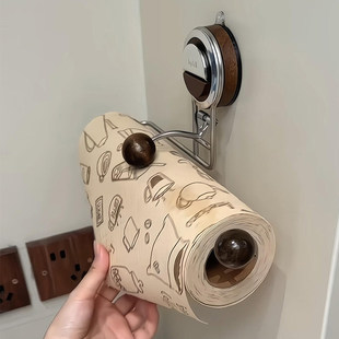 厨房纸巾架不锈钢免打孔吸盘挂式保鲜膜挂抹布架2026新款家用高端