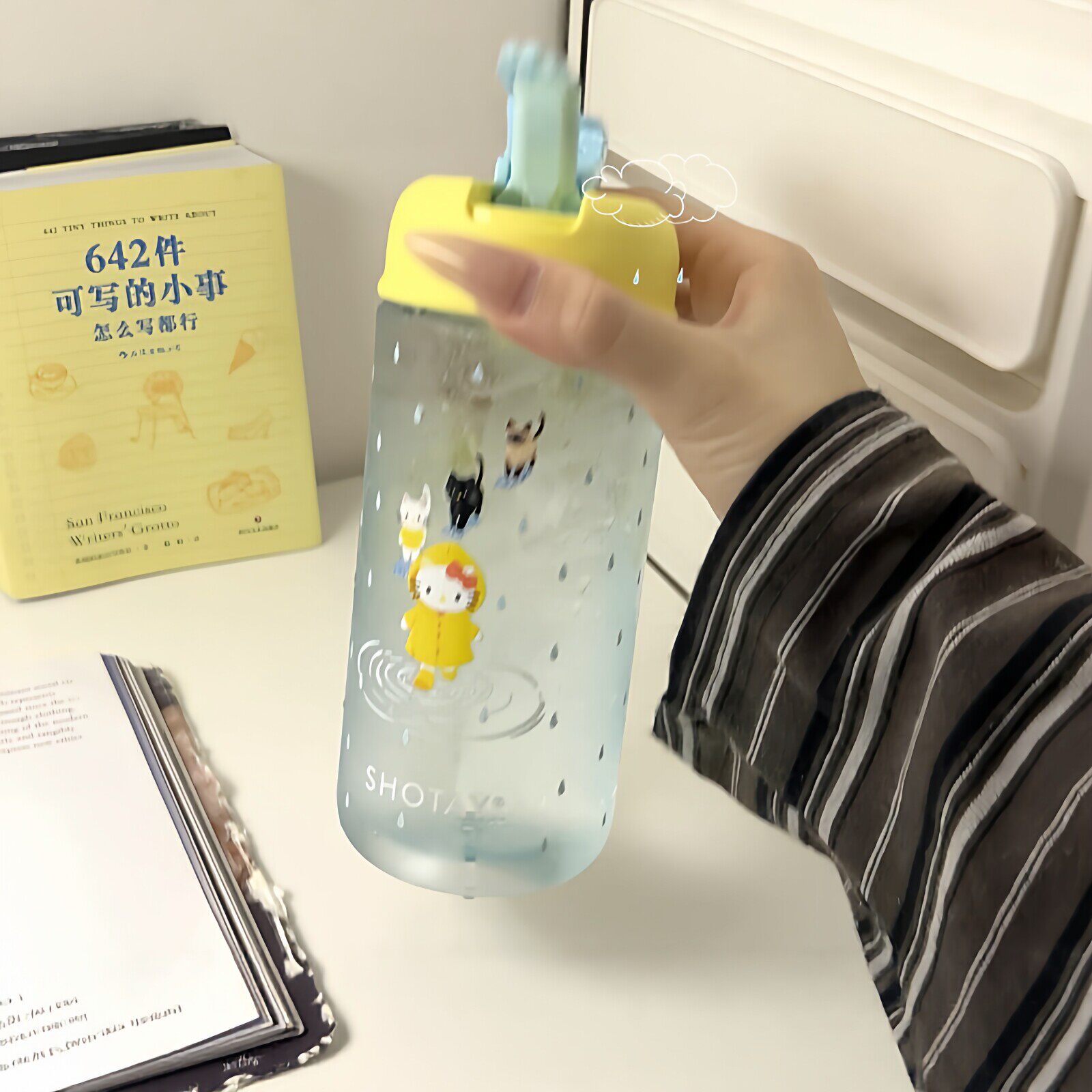 哈喽Kitty下雨水杯吸管杯随行杯夏日冰饮杯学生党上课户外野餐杯