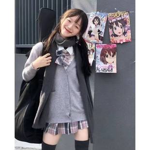 秋冬新款日系jk制服学院风针织衫基础款v领毛衣外穿软妹学生校服