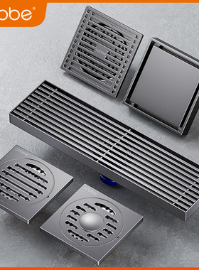 卡贝地漏防臭卫生间不锈钢浴室枪灰色隐形淋浴洗衣机磁悬浮铜芯器