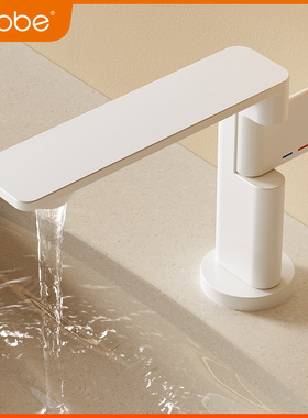 卡贝全铜水龙头冷热卫生间面盆洗脸盆洗手盆台盆洗手池白色龙头