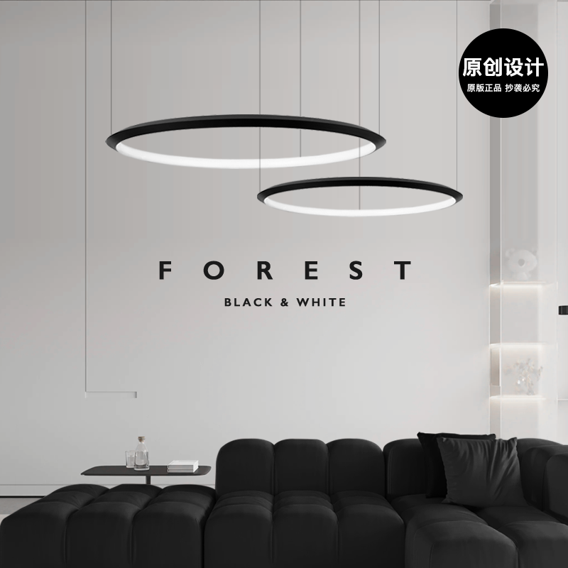 意式极简全铜圆环形客厅吊灯