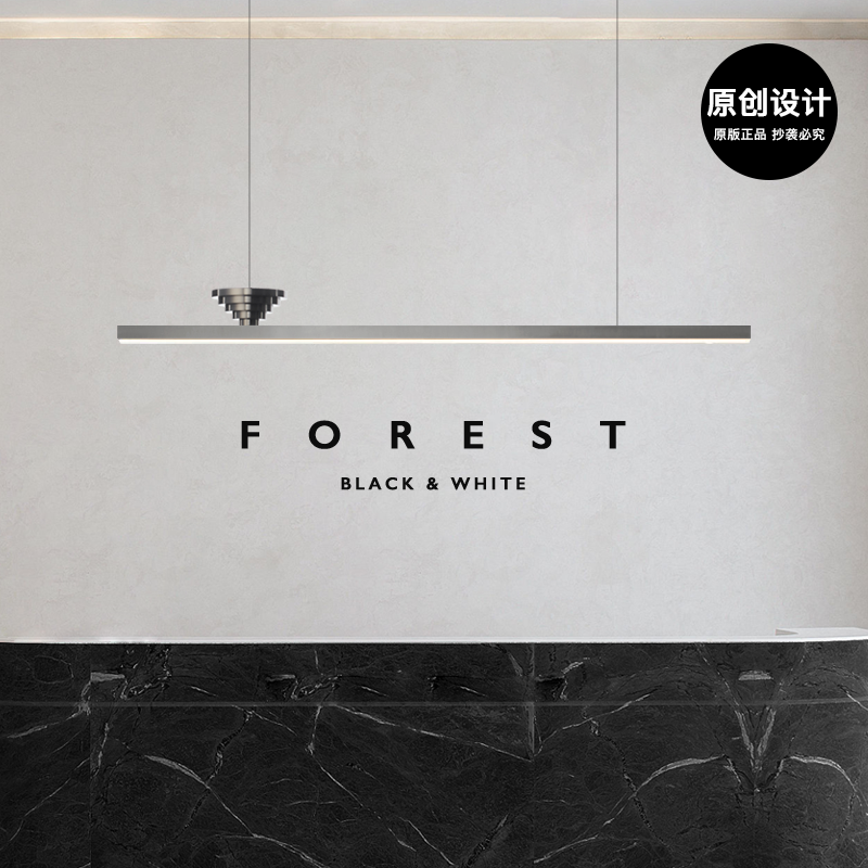 极简不锈钢长条吊灯餐厅岛台办公室现代高级感原创设计师几何灯具