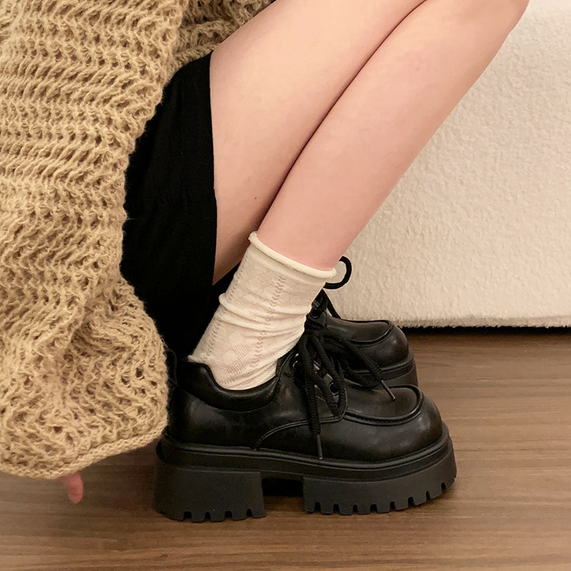 真大头系带小皮鞋2026季新款厚底百搭风乐福鞋0121k,女鞋,乐福鞋（豆豆鞋）,淘宝优惠券,粉丝福利购,淘宝优惠卷