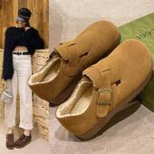 鞋 春秋厚底勃肯鞋 0128n 加绒加厚保暖毛毛鞋 女款 女秋冬季 2026新款