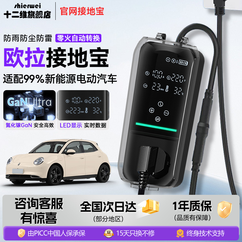 十二维欧拉黑猫/好猫接地宝闪电猫芭蕾猫新能源充电免接地线转换