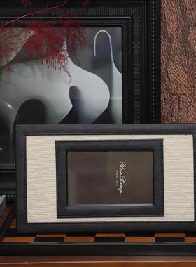 简约高级感编织皮质相框设计师款家居软装饰品摆件婚纱照桌面摆台