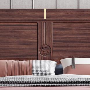 新中式乌金木实木床1.8m双人床主卧1.5m别墅储物床家具床架纯实木