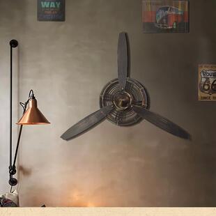 复古工业风壁挂 螺旋桨飞机头挂钟 酒吧创意家居墙上壁饰铁艺饰品