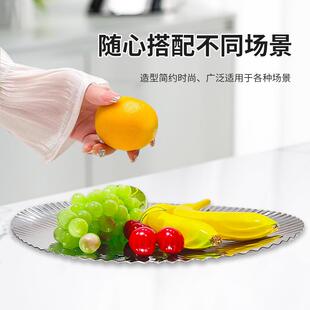 工厂直销欧式现代创意不锈钢水果盘碟轻奢风家居客厅茶几托盘摆件