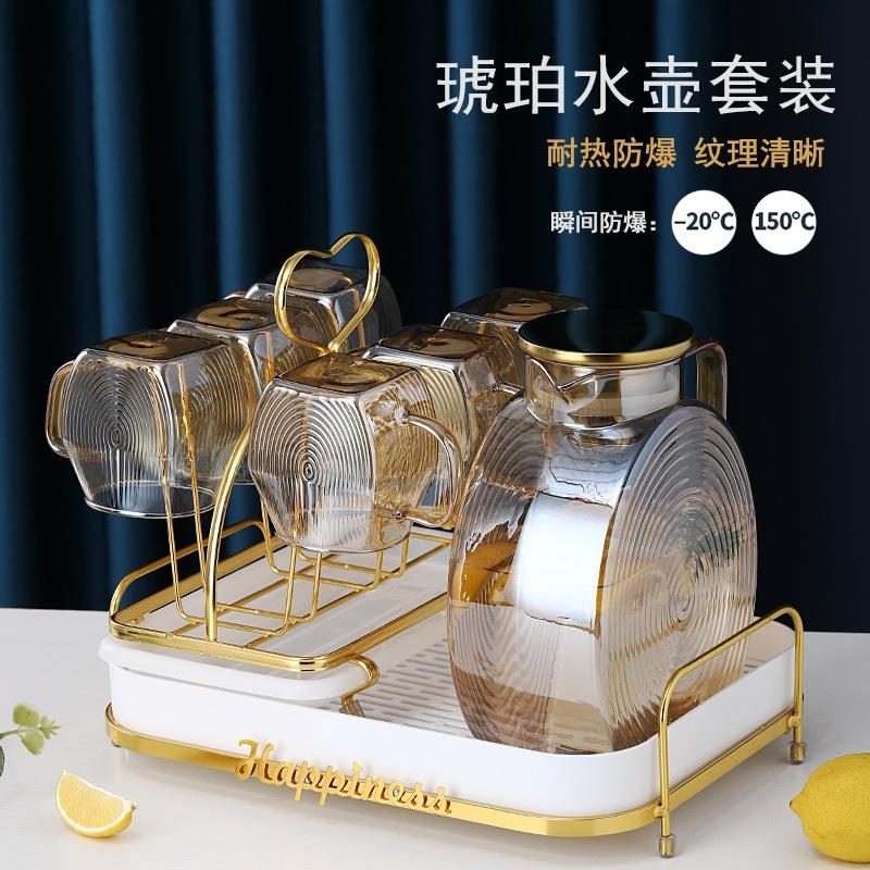 家用日常凉水壶套装玻璃水壶耐高温凉水杯茶壶冰水大容量冷水壶