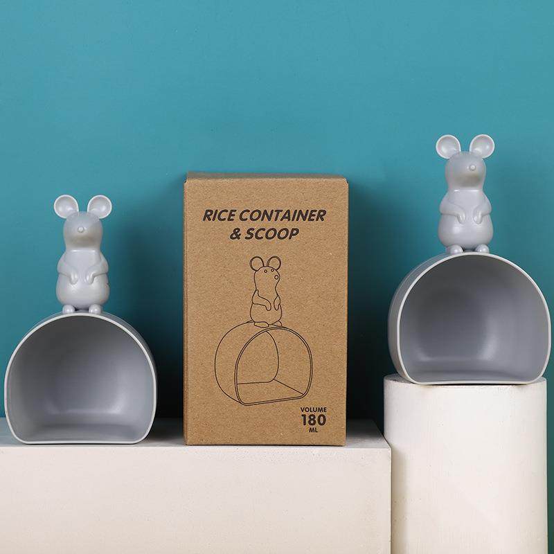 可爱老鼠淘米勺家用量米器厨房卡通米铲子舀面粉勺创意立式量米杯